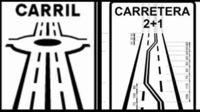 علائم راهنمایی و رانندگی نشانگر شروع جاده‌های چند بانده در اسپانیا